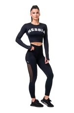 Women's Leggings Nebbia Mesh leggings high waist black XS