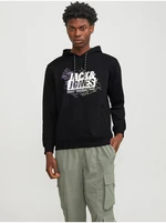 Men's Black Hoodie Jack & Jones Map - Men's