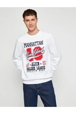 Koton College Printed Sweatshirt Ribbed Crew Neck