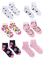 Yoclub Kids's Girls' Cotton Socks Patterns Colours 6-pack SKA-0023G-AA00-002