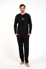 Men's Club Pajamas Long Sleeves, Long Pants - Black