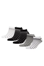 DEFACTO Men's 5-Pack Cotton Striped Ankle Socks