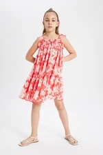 DEFACTO Girl's Strappy Floral Patterned Dress