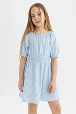 DEFACTO Girl's Wrapped Patterned Short Sleeve Dress