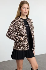 Trendyol Multi-Colored Brown Leopard Print Quilted Slim Jacket Coat