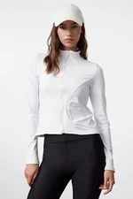 Trendyol White Fitted Zipper High Neck Knitted Sports Top/Blouse