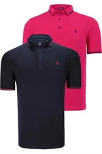 DOUBLE SET T8586 DEWBERRY MEN'S T-SHIRT-FUCHSIA-NAVY BLUE