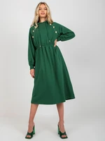 Dark green flared hoodie dress