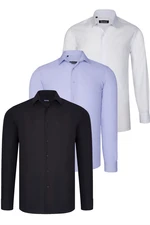 TRIPLE SET G726 DEWBERRY SHIRT-BLACK-WHITE-LILAC