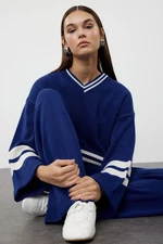 Trendyol Indigo Color Block Striped Knitwear Top-bottom Skirt Sweater Suit