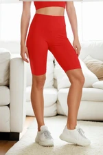 95111 Dewberry Sports Compact High Waist Short Leggings-RED