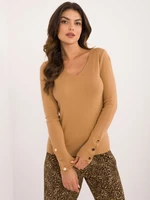 Brown classic sweater with neckline