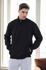 56777 Dewberry Zippered Mens Cardigan-BLACK