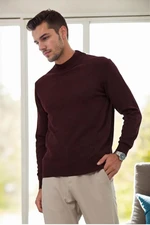 64721 Dewberry Half Turtleneck Woolen Mens Knit Sweater-BORDEAUX