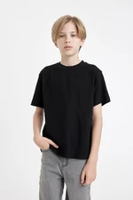 DEFACTO Boy Regular Fit Crew Neck Short Sleeve Basic Black T-Shirt