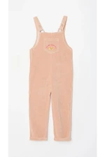 LC Waikiki Girls' Square Neck Embroidered Strap Velvet Overalls