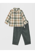 LC Waikiki Plaid Patterned Long Sleeve Baby Boy Shirt and Trousers Set of 2