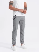 Ombre Men's pants with cargo pockets and leg hem - grey