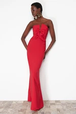 Trendyol Red Bow Detailed Woven Long Evening Dress