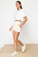 Trendyol Ecru High Waist Denim Shorts