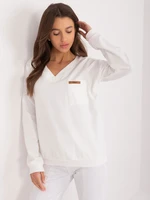 Ecru casual blouse with long sleeves