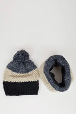 DEFACTO Size 2-Pack Knitted Scarf Pompom Beanie