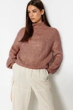 Trendyol Dusty Rose Soft Texture Thick Crew Neck Knitwear Sweater