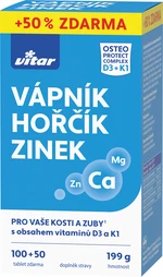 VITAR Vápník+hořčík+zinek+vitamín D3+K1 150 tablet