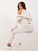 Light beige melange tracksuit with oversize sweatshirt