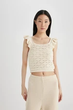 DEFACTO Crop Square Neck Openwork Knitwear Undershirt