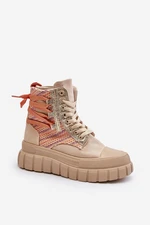 Beige women's high sneakers on a massive Kernia platform