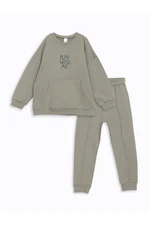 LC Waikiki Crew Neck Long Sleeve Printed Baby Boy Sweatshirt and Tracksuit Bottom 2-Piece Set