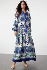 Trendyol Blue Floral Viscose Woven Dress