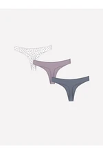 LC Waikiki LCW DREAM Light Purple Printed Patterned Thong Panties 3-Pack