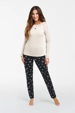 Women's Denali Long Sleeves, Long Leg Pajamas - Beige Melange/Print