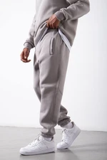 XHAN Gray Organic Cotton Raised Sweatpants