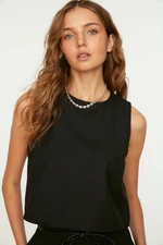 Trendyol Black Sleeveless Woven Linen Look Blouse