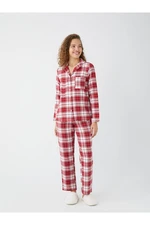 LC Waikiki LCW DREAM Women's Shirt Collar Plaid Long Sleeve Pajamas Set