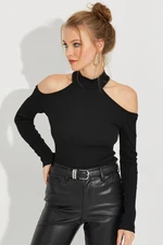 Cool & Sexy Women's Black Open Shoulders Camisole Blouse