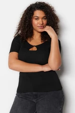 Trendyol Curve Black Slim Knitwear that wraps around the body, with a Cut Out Detailed Blouse