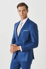 ALTINYILDIZ CLASSICS Men's Blue Eksta Slim Fit Slim Fit Monocollar Plaid Blue Suit.