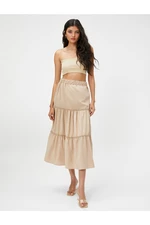 Koton Layered Midi Skirt with Stripe Scalloped Detailed Waist.