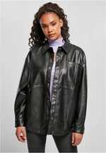 Women's shirt made of black synthetic leather