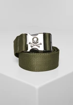 Skull Buckle Belt Dark Olive