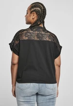 Women's short oversized T-shirt with black lace