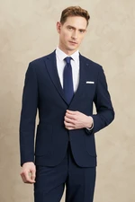 ALTINYILDIZ CLASSICS Men's Navy Blue Recycle Extra Slim Fit Slim Fit Mono Collar Seersucker Patterned Suit