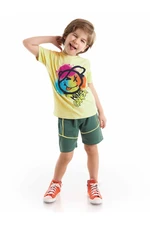 Mushi Let's Laugh Boys Yellow T-shirt Khaki Shorts Summer Suit