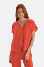 Dagi Tile Satin Finish Pleated Blouse