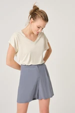 Dagi Blue Cupro Pleated Shorts