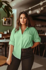 Trendyol Curve Green Boyfriend Woven Shirt